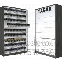 Табачный шкаф с синхронными дверками с девятью уровнями полок