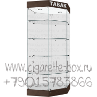 Стеклянная витрина для демонстрации табачных изделий внутренний угол