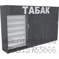 Табачный шкаф  купе с тремя раздвижными дверями на семь гравитационных полок