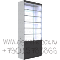 Витрина из лдсп с пятью стеклянными полками с подсветкой каждой полки