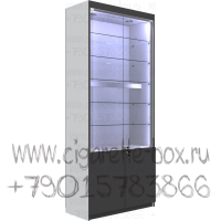 Витрина из лдсп с пятью стеклянными полками с П-образной подсветкой