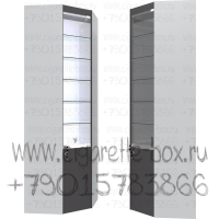 Витрина внутренний угол с пятью стеклянными полками