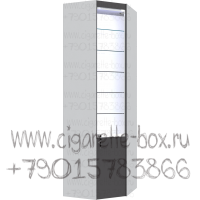 Витрина внутренний угол с пятью стеклянными полками с П-образной подсветкой