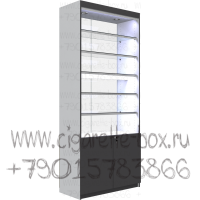 Торговая витрина без дверей с стеклянными полками