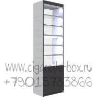 Витрина для торговли без дверей с пятью полками из стекла