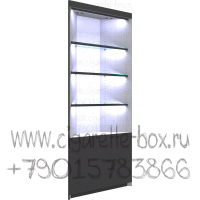 Витрина наружный угол с тремя полками из стекла без дверей