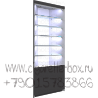 Витрина без стеклянных дверей наружный угол с пятью стеклянными полками