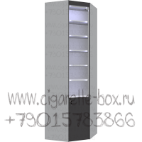 Витрина без дверей внутренний угол с пятью полками из лдсп с П-образной подсветкой