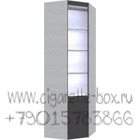 Витрина без дверей внутренний угол с тремя полками из стекла