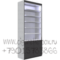 Витрина с пятью полками из лдсп без стеклянных дверей с П-образной подсветкой