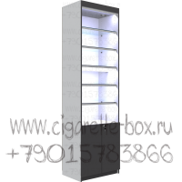 Витрина для магазина без дверей с пятью стеклянными полками