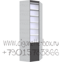 Витрина внутренний угол с пятью полками из лдсп с подсветкой каждой полки