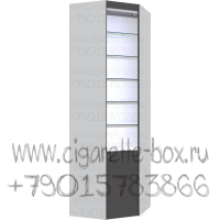 Открытая витрина внутренний угол с пятью стеклянными полками