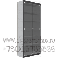 Торговая витрина с полками из лдсп и стеклянными дверками с тонированными дверками