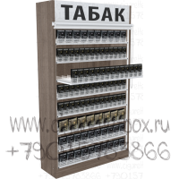 Шкаф для продажи табачных пачек с рулонными шторками с 8 уровнями полок в открытом состоянии