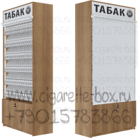 Шкаф торговый для сигарет с шестью полками на гравитации без регулировки ячеек с тумбой накопителем