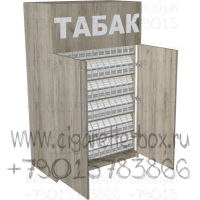 Торговый диспенсер для табачных изделий с распашными дверями на шестью полок с гравитацией  в открытом состоянии