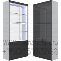 Витрина с тонированными дверками и тремя стеклянными полками внутри